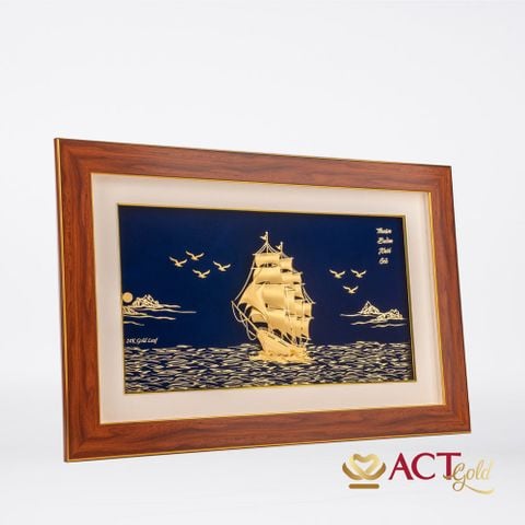 Quà tặng tranh Thuyền dát vàng 24k ACT GOLD ISO 9001:2015 (Mẫu 4)