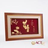 Quà tặng Tranh Chữ Thọ Hoa Sen dát vàng 24k ACT GOLD ISO 9001:2015