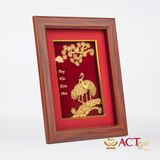 Quà tặng Tranh Tùng Hạc dát vàng 24k ACT GOLD ISO 9001:2015
