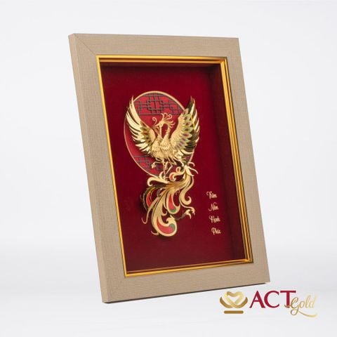 Quà tặng tranh Đôi Chim Công dát vàng 24k ACT GOLD ISO 9001:2015