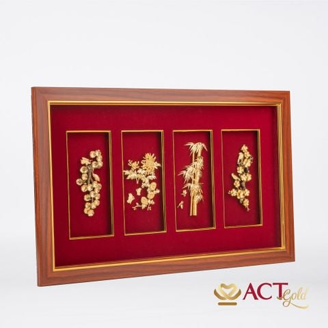 Tranh Tứ Quý dát vàng 24k ACT GOLD ISO 9001:2015 (Mẫu 6)