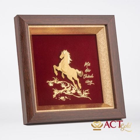 Quà Tặng Tranh Ngựa Mã Đáo Thành Công dát vàng 24k ACT GOLD ISO 9001:2015