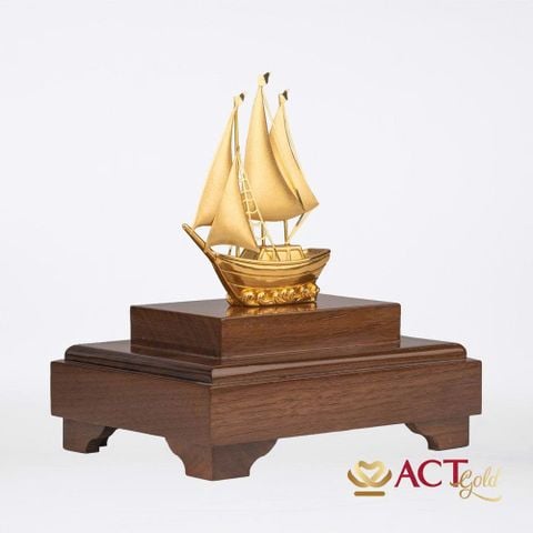 Quà tặng Thuyền thuận buồm xuôi gió dát vàng 24k ACT GOLD ISO 9001:2015