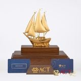 Quà tặng Thuyền thuận buồm xuôi gió dát vàng 24k ACT GOLD ISO 9001:2015