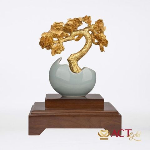Quà tặng Tùng La Hán dát vàng 24k ACT GOLD ISO 9001:2015 (Mẫu 6)