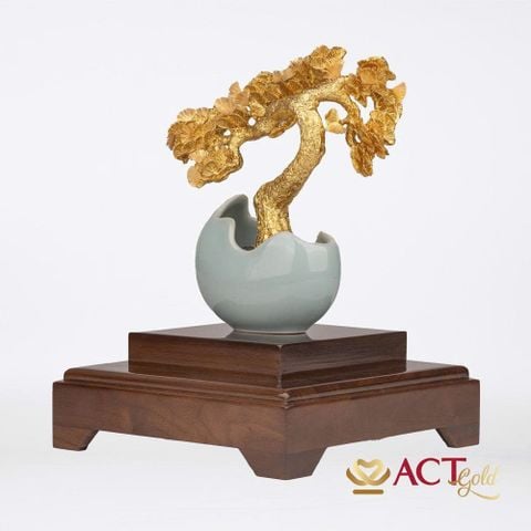 Quà tặng Tùng La Hán dát vàng 24k ACT GOLD ISO 9001:2015 (Mẫu 6)
