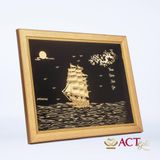 Quà tặng tranh Thuyền dát vàng 24k ACT GOLD ISO 9001:2015 (Mẫu 10)