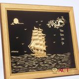 Quà tặng tranh Thuyền dát vàng 24k ACT GOLD ISO 9001:2015 (Mẫu 10)
