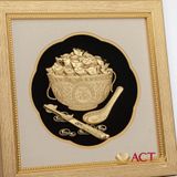 Quà tặng Tranh Bát cơm vàng sung túc 24k ACT GOLD ISO 9001:2015