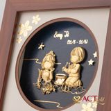 Quà tặng Tranh Cung Song Tử dát vàng 24k ACT GOLD ISO 9001:2015