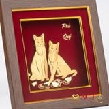 Quà tặng Tranh Mèo Phú Quý dát vàng 24k ACT GOLD ISO 9001:2015