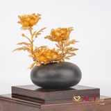 Quà tặng Bình Hoa Mẫu Đơn dát vàng 24k ACT GOLD ISO 9001:2015