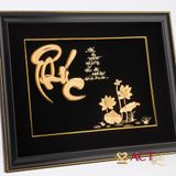 Quà tặng Tranh chữ Phúc hoa Sen dát vàng 24k ACT GOLD ISO 9001:2015