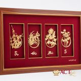 Tranh Tứ Quý  dát vàng 24k ACT GOLD ISO 9001:2015 (Mẫu 3)