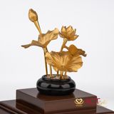 Quà tặng Chậu Sen 5 Cành dát vàng 24k ACT GOLD ISO 9001:2015