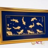 Quà tặng Tranh Cửu Ngư dát vàng 24k ACT GOLD ISO 9001:2015