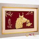 Quà tặng tranh Đôi Chim Công dát vàng 24k ACT GOLD ISO 9001:2015 (Mẫu 7)