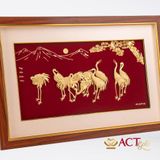 Quà tặng tranh Tùng Hạc Diên Niên dát vàng 24k ACT GOLD ISO 9001:2015