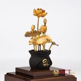 Quà tặng Chậu Sen 7 Cành dát vàng 24k ACT GOLD ISO 9001:2015