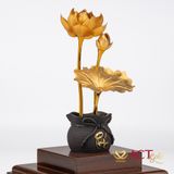 Quà tặng Chậu Sen 3 Cành dát vàng 24k ACT GOLD ISO 9001:2015(Mẫu 1)