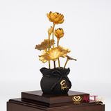 Quà tặng Chậu Sen 6 Cành dát vàng 24k ACT GOLD ISO 9001:2015