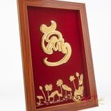 Quà tặng Tranh Chữ Tâm dát vàng 24k ACT GOLD ISO 9001:2015(Mẫu 4)