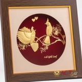 Quà tặng tranh Đôi Chim Chào Mào dát vàng 24k ACT GOLD ISO 9001:2015