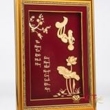 Quà tặng Tranh Chữ Thọ Hoa Sen dát vàng 24k ACT GOLD ISO 9001:2015