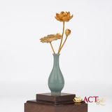 Quà tặng Lọ Hoa Sen 3 Cành dát vàng 24k ACT GOLD ISO 9001:2015