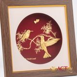 Quà tặng Tranh Đôi Chim Ruồi dát vàng 24k ACT GOLD ISO 9001:2015