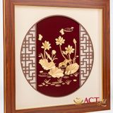 Quà tặng Tranh Hồ Sen dát vàng 24k ACT GOLD ISO 9001:2015