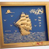 Quà tặng tranh Thuyền dát vàng 24k ACT GOLD ISO 9001:2015 (Mẫu 11)