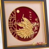 Quà tặng tranh Đôi Chim Công dát vàng 24k ACT GOLD ISO 9001:2015