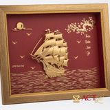 Quà tặng tranh Thuyền dát vàng 24k ACT GOLD ISO 9001:2015 (Mẫu 13)