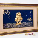 Quà tặng tranh Thuyền dát vàng 24k ACT GOLD ISO 9001:2015 (Mẫu 27)
