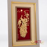 Quà tặng tranh Đôi Chim Công dát vàng 24k ACT GOLD ISO 9001:2015 (Mẫu 13)