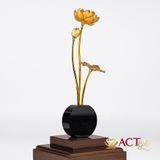 Quà tặng Chậu Sen 3 Cành dát vàng 24k ACT GOLD ISO 9001:2015