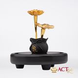 Quà tặng Chậu Sen 2 Cành dát vàng 24k ACT GOLD ISO 9001:2015
