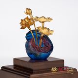 Quà tặng Chậu Sen 4 Cành dát vàng 24k ACT GOLD ISO 9001:2015