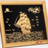 Quà tặng tranh Thuyền dát vàng 24k ACT GOLD ISO 9001:2015 (Mẫu 24)