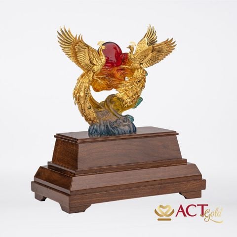 Quà tặng Loan Phượng dát vàng 24k ACT GOLD ISO 9001:2015