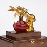 Quà tặng Tượng Chú Tiểu Bên Chậu Kim Ngân dát vàng 24k ACT GOLD ISO 9001:2015