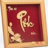 Quà tặng Tranh chữ Phúc hoa Sen dát vàng 24k ACT GOLD ISO 9001:2015