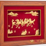 Quà tặng Tranh Bát Mã dát vàng 24k  ACT GOLD ISO 9001:2015