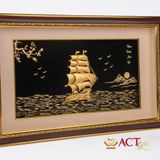Quà tặng tranh Thuyền dát vàng 24k ACT GOLD ISO 9001:2015 (Mẫu 25)