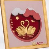 Quà tặng tranh Đôi Thiên Nga dát vàng 24k ACT GOLD ISO 9001:2015 (Mẫu 2)