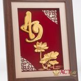 Quà tặng Tranh Chữ An Hoa Sen dát vàng 24k ACT GOLD ISO 9001:2015(Mẫu 4)