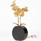 Quà tặng Cành Hoa Lan dát vàng 24k ACT GOLD ISO 9001:2015 (Pha lê đen)