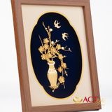 Quà tặng Tranh Bình Hoa Mai dát vàng 24k ACT GOLD ISO 9001:2015