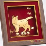 Quà tặng Tranh Mèo Phú Quý dát vàng 24k ACT GOLD ISO 9001:2015